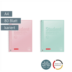Collegeblock Premium Student „Pastell“ | A4, Lineatur 28, 80 Blatt, sortiert
