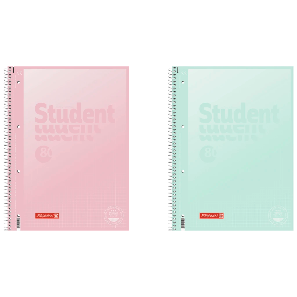 Collegeblock Premium Student „Pastell“ | A4, Lineatur 28, 80 Blatt, pastellrosa/pastellmint