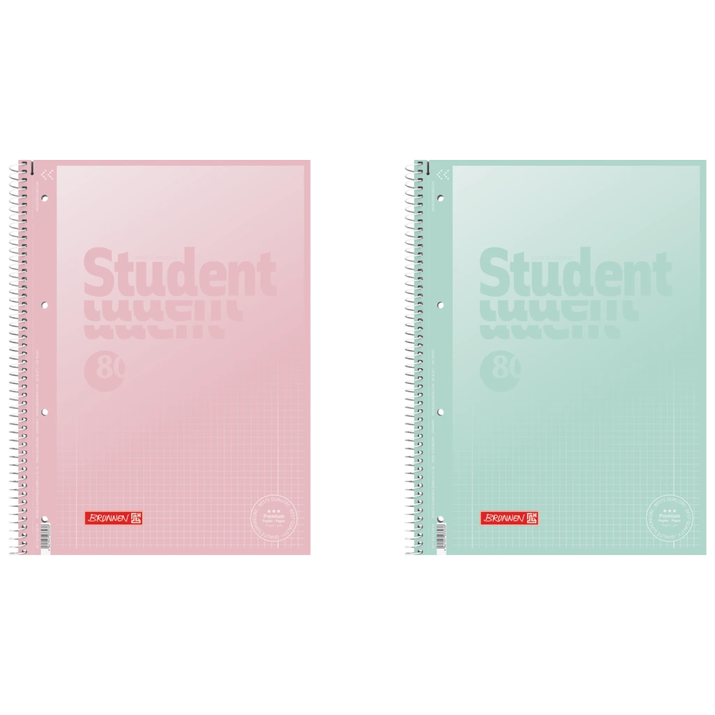 Collegeblock Premium Student „Pastell“ | A4, Lineatur 28, 80 Blatt, sortiert