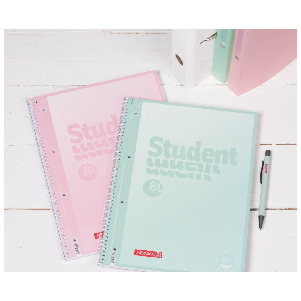 Collegeblock Premium Student „Pastell“ | A4, Lineatur 28, 80 Blatt, pastellrosa/pastellmint