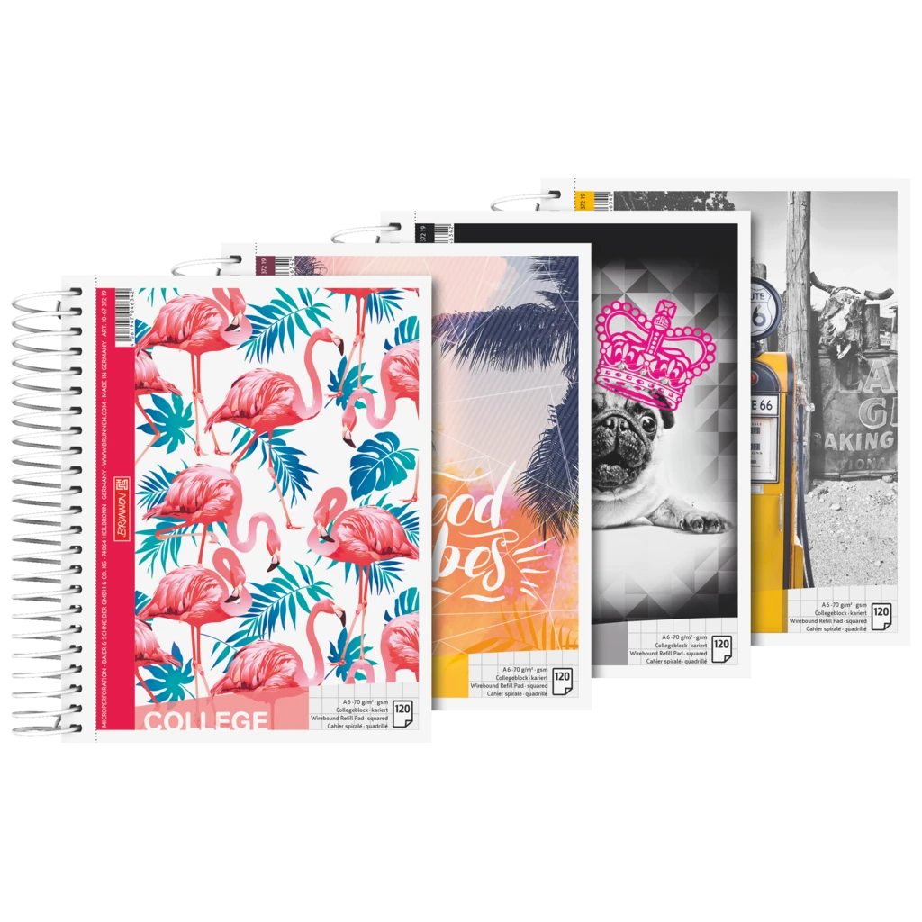 Collegeblock „Trend“ | A6, kariert, 120 Blatt, sortiert