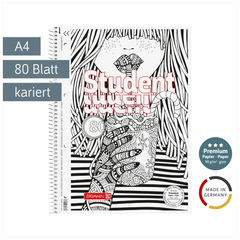 Collegeblock Premium Student „Cocktail“ ZENart | A4, Lineatur 28, 80 Blatt, weiß