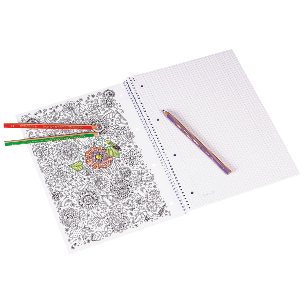 Collegeblock Premium Student „Floral“ ZENart | A4, Lineatur 28, 80 Blatt, weiß