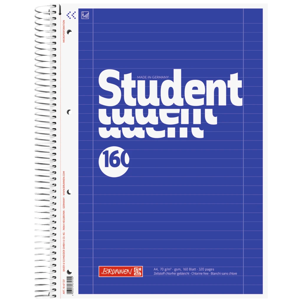 Collegeblock Student | A4, Lineatur 27, 160 Blatt, blau