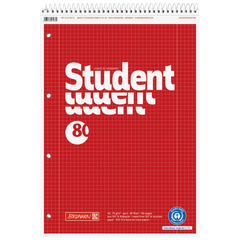 Collegeblock Student Recycling Spirale oben | A4, Lineatur 28, 80 Blatt, rot