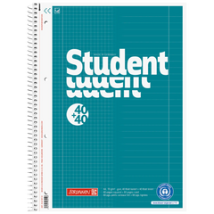 Collegeblock Student „DUO“ Recycling | A4, kariert/liniert, 80 Blatt, petrol