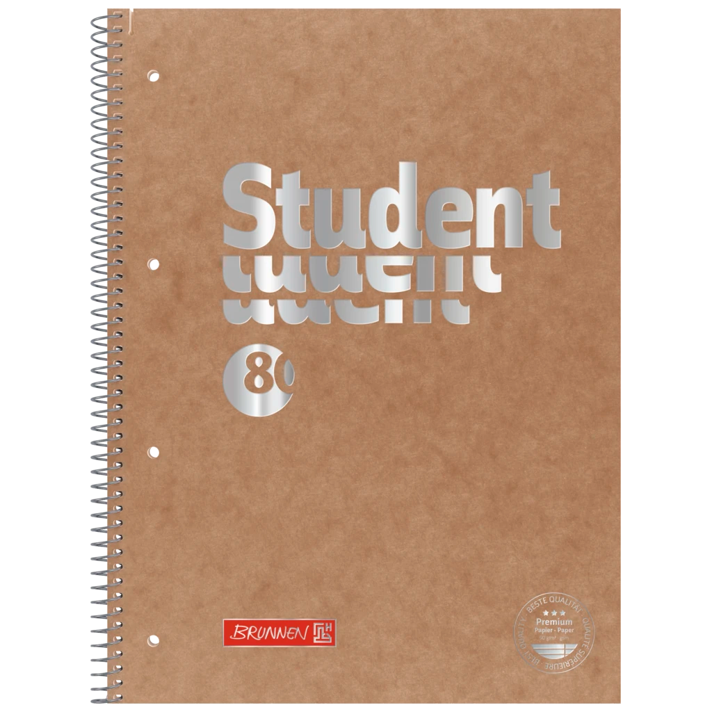 Collegeblock Premium Student FACT!plus | A4, Lineatur 27, 80 Blatt, braun