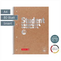 Collegeblock Premium Student FACT!plus | A4, Lineatur 27, 80 Blatt, braun/silber