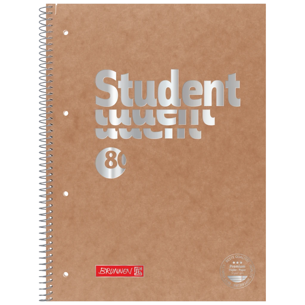 Collegeblock Premium Student FACT!plus | A4, Lineatur 27, 80 Blatt, braun/silber