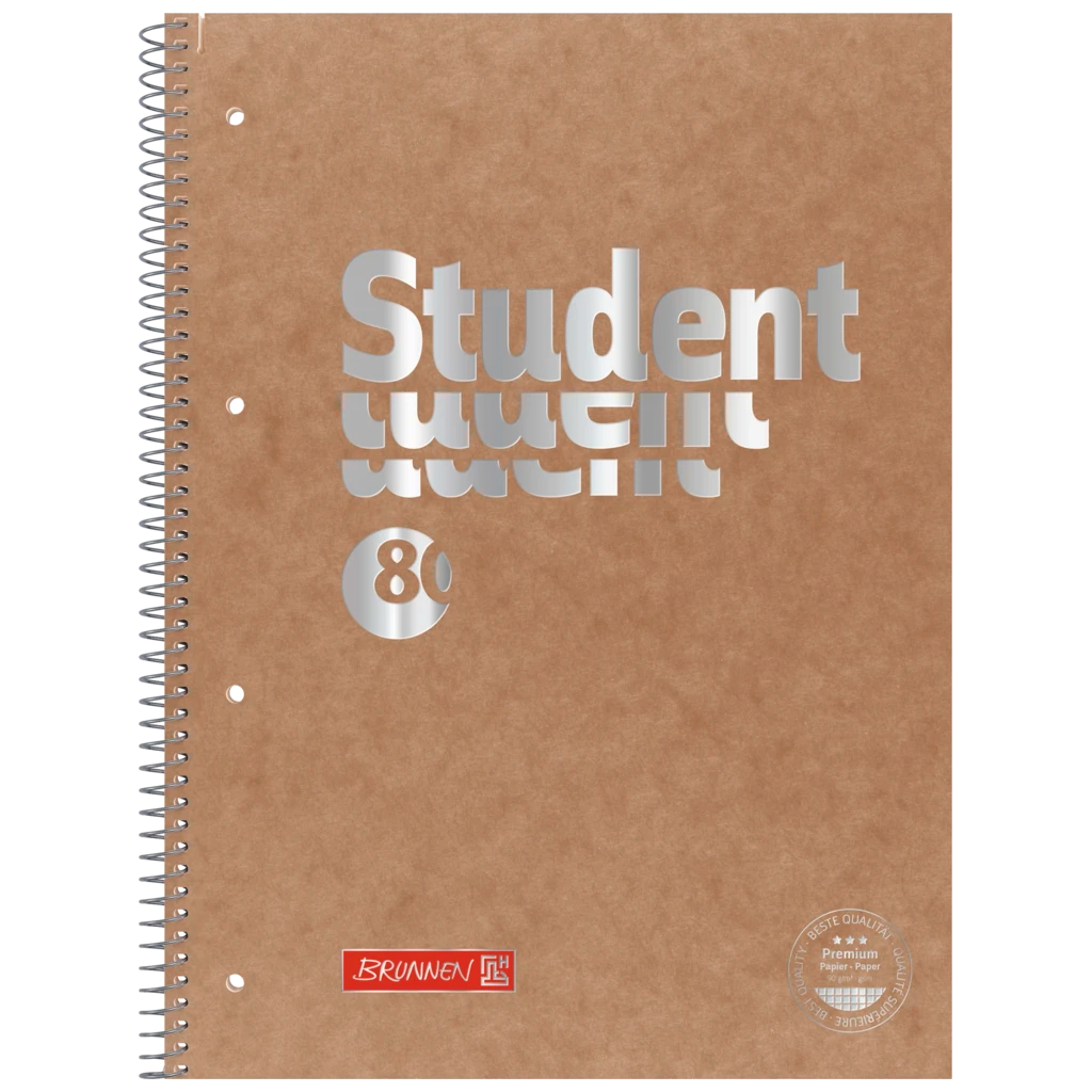 Collegeblock Premium Student FACT!plus | A4, Lineatur 28, 80 Blatt, braun