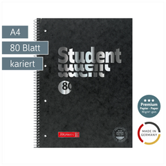 Collegeblock Premium Student FACT!plus | A4, Lineatur 28, 80 Blatt, schwarz