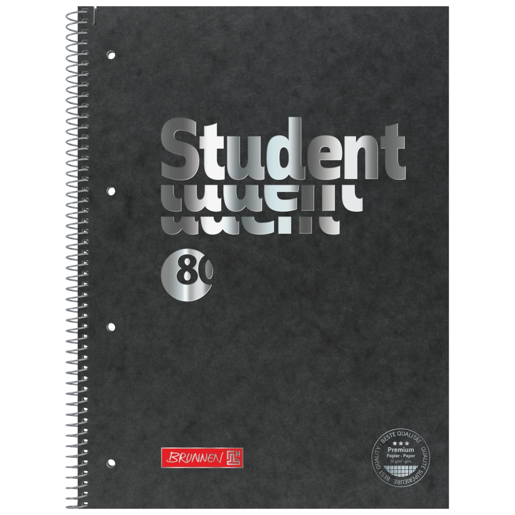 Collegeblock Premium Student FACT!plus | A4, Lineatur 28, 80 Blatt, schwarz/silber