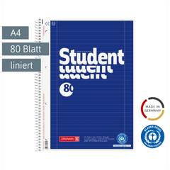 Collegeblock Student Recycling | A4, Lineatur 27, 80 Blatt, blau