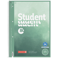 Collegeblock Premium Student Recycling | A4, Lineatur 28, 80 Blatt, grün/mehrfarbig