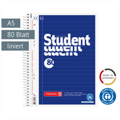 Collegeblock Student Recycling | A5, Lineatur 4, 80 Blatt, blau