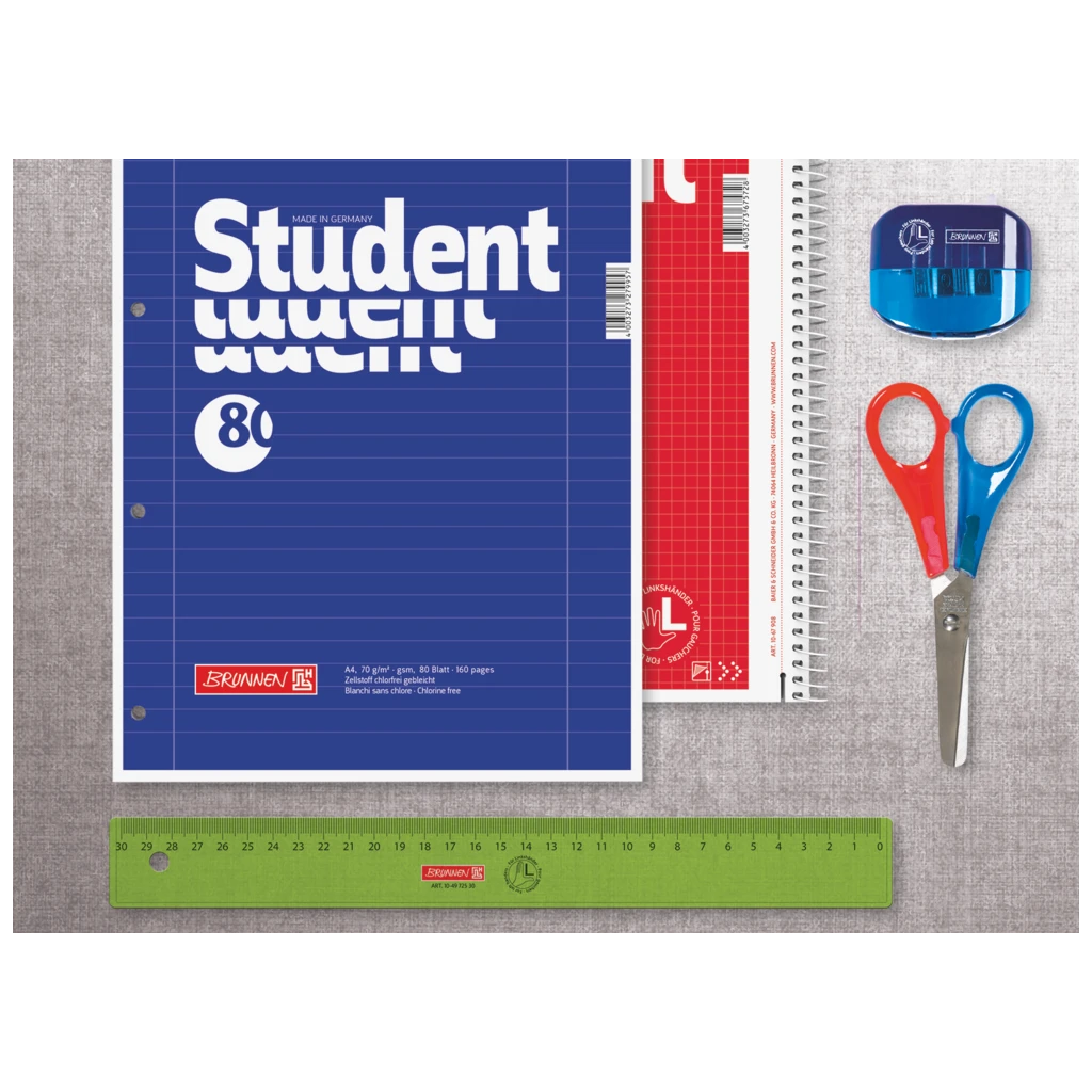 Collegeblock Student Linkshänder | A4, Lineatur 28, 80 Blatt, rot