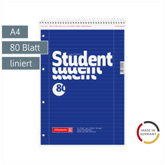 Collegeblock Student Spirale oben | A4, Lineatur 27, 80 Blatt, blau