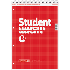 Collegeblock Student, A4, 80 Blatt / 160 Seiten, Lineatur 28, rot