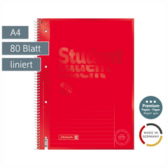 Collegeblock Premium Student Colour Code | A4, Lineatur 25, 80 Blatt, red