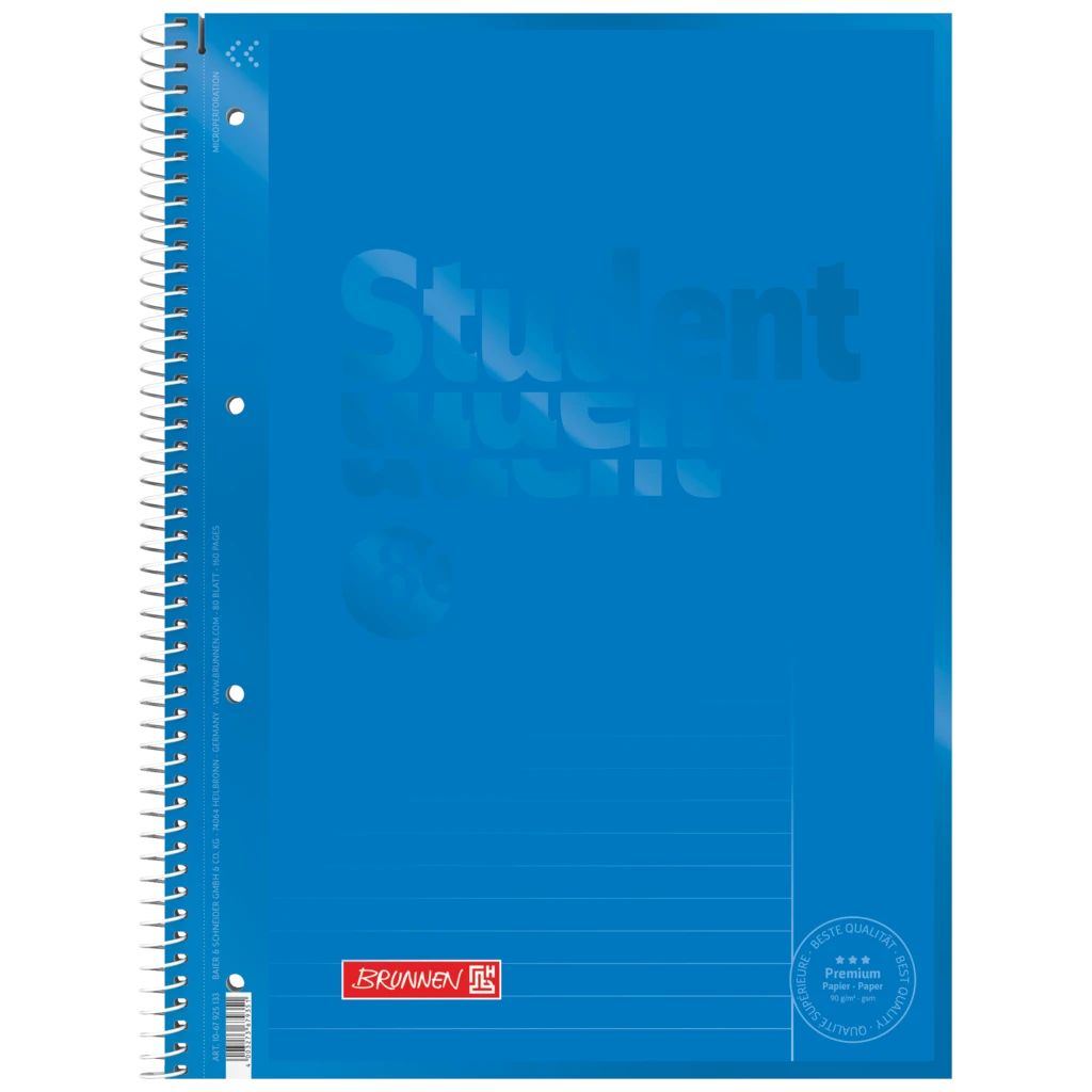 Collegeblock Premium Student Colour Code | A4, Lineatur 25, 80 Blatt, azur