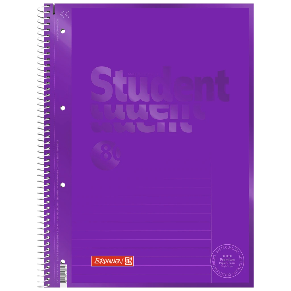 Collegeblock Premium Student Colour Code | A4, Lineatur 25, 80 Blatt, purple