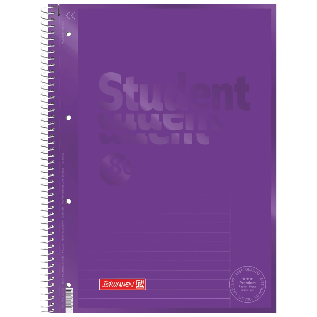 Collegeblock Premium Student Colour Code | A4, Lineatur 25, 80 Blatt, purple