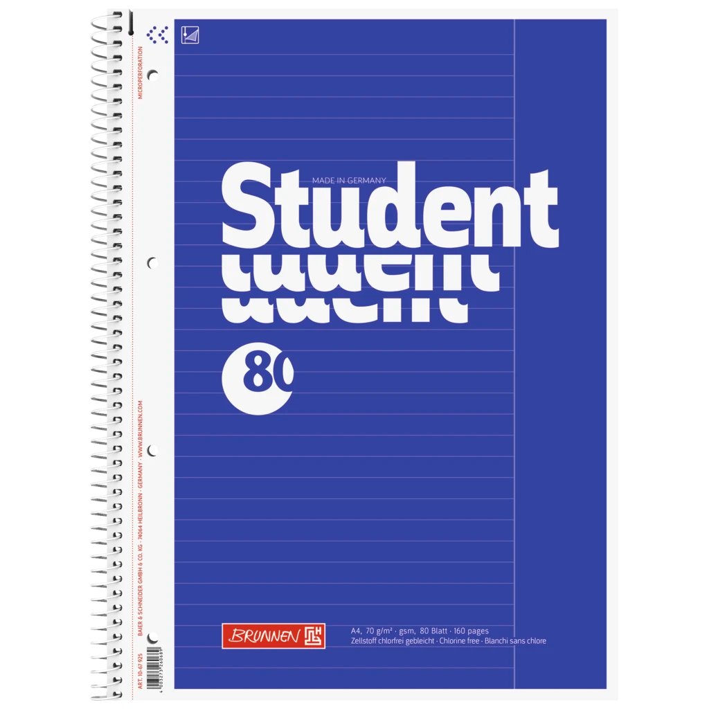 Collegeblock Student | A4, Lineatur 25, 80 Blatt, blau