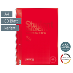 Collegeblock Premium Student Colour Code | A4, Lineatur 26, 80 Blatt, red