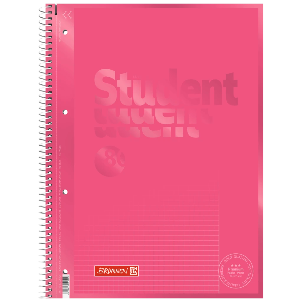 Collegeblock Premium Student Colour Code | A4, Lineatur 26, 80 Blatt, tulip