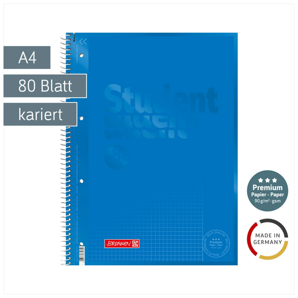Collegeblock Premium Student Colour Code | A4, Lineatur 26, 80 Blatt, azur