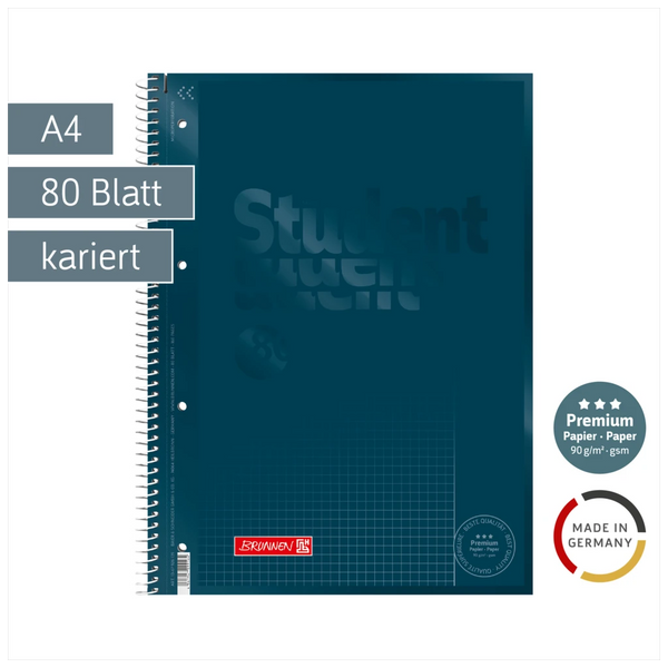 Collegeblock Premium Student Colour Code | A4, Lineatur 26, 80 Blatt, denim