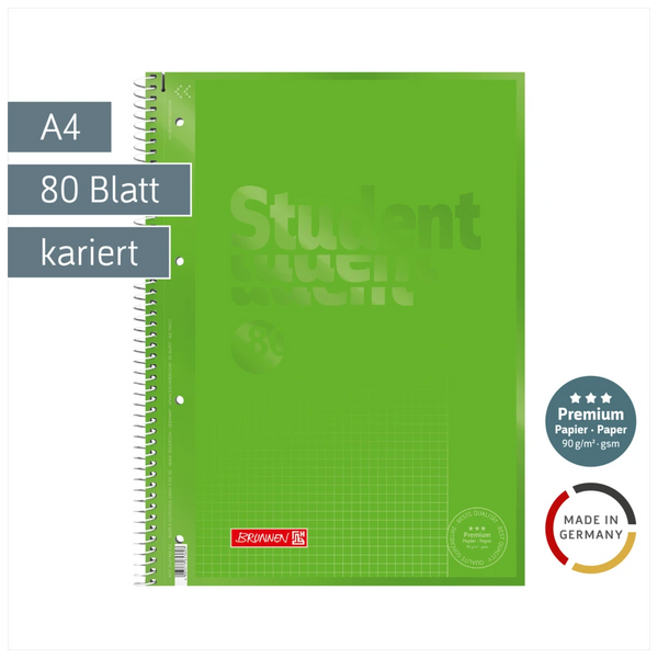 Collegeblock Premium Student Colour Code | A4, Lineatur 26, 80 Blatt, kiwi