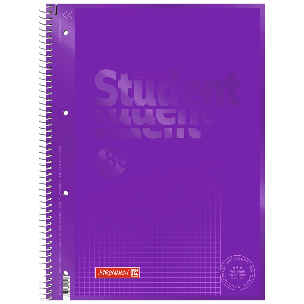 Collegeblock Premium Student Colour Code | A4, Lineatur 26, 80 Blatt, purple