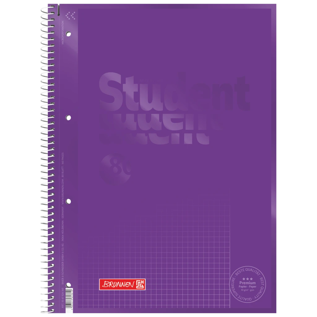 Collegeblock Premium Student Colour Code | A4, Lineatur 26, 80 Blatt, purple