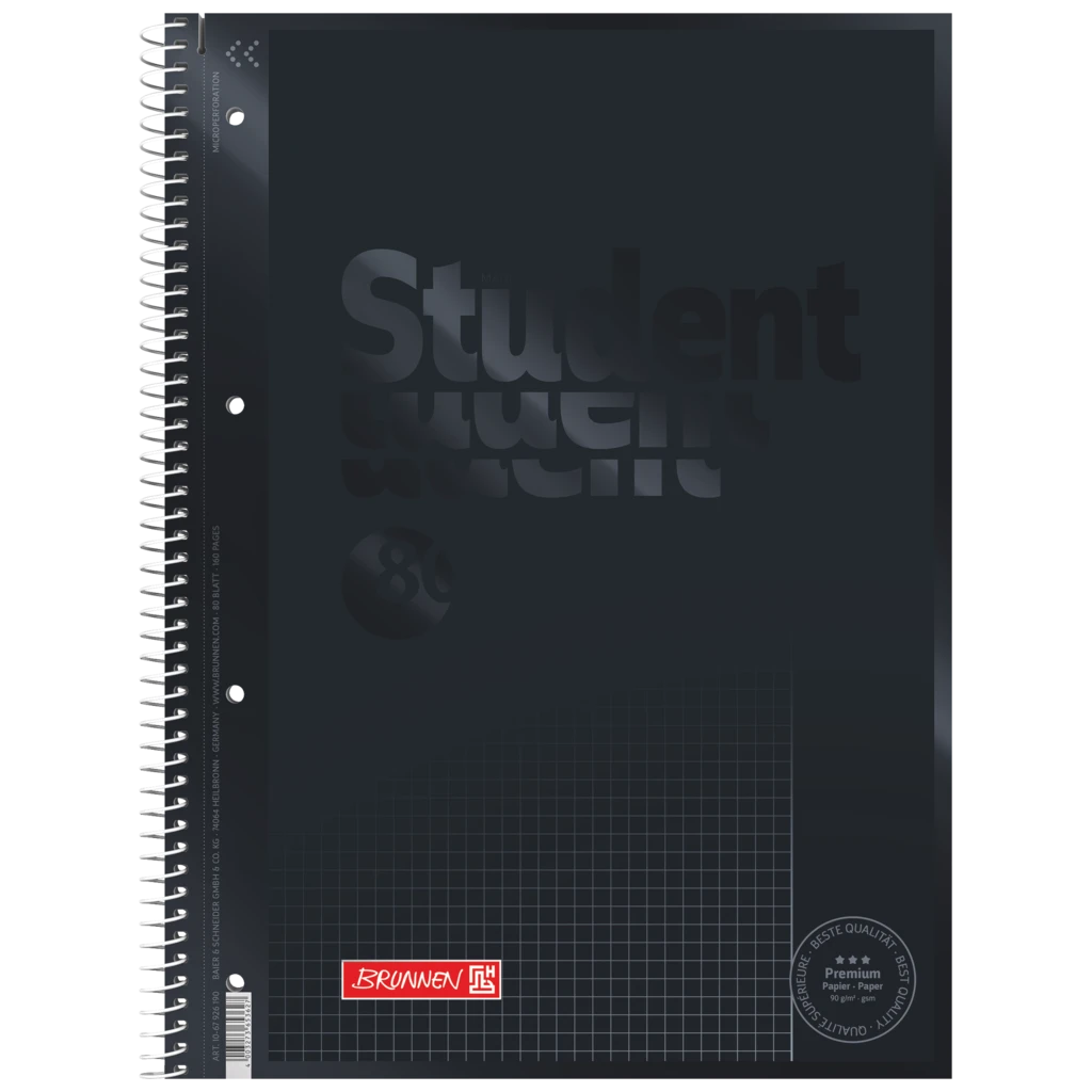 Collegeblock Premium Student Colour Code | A4, Lineatur 26, 80 Blatt, onyx