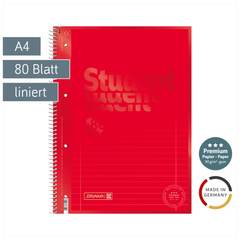 Collegeblock Premium Student Colour Code | A4, Lineatur 27, 80 Blatt, red