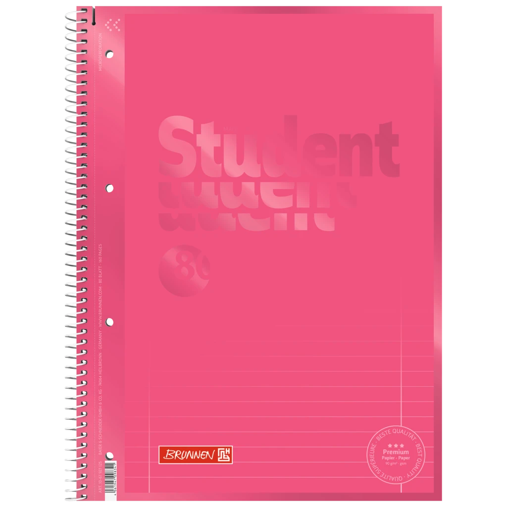 Collegeblock Premium Student Colour Code | A4, Lineatur 27, 80 Blatt, tulip