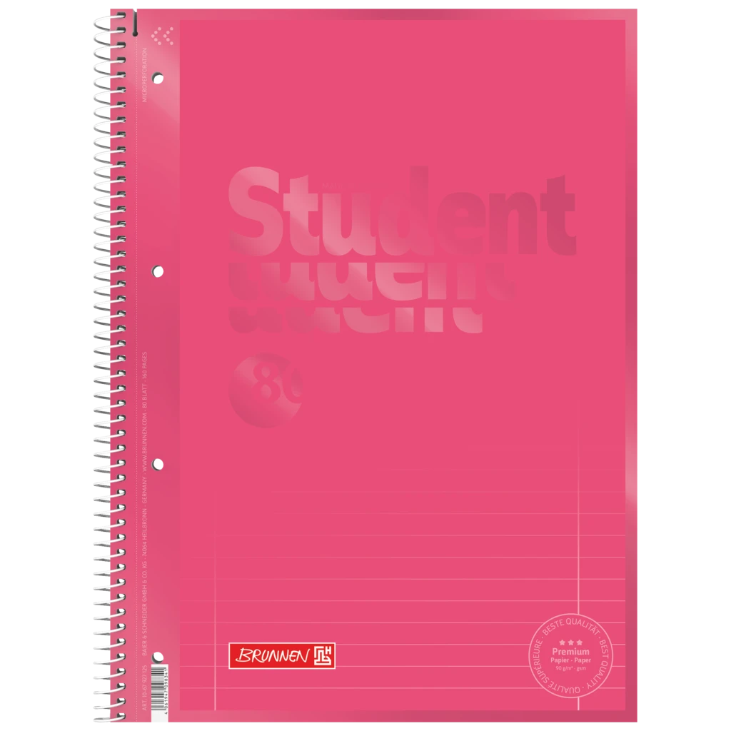 Collegeblock Premium Student Colour Code | A4, Lineatur 27, 80 Blatt, tulip