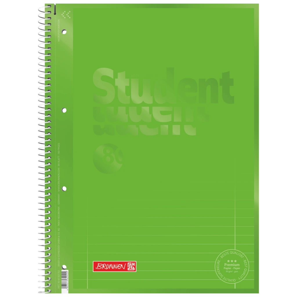 Collegeblock Premium Student Colour Code | A4, Lineatur 27, 80 Blatt, kiwi