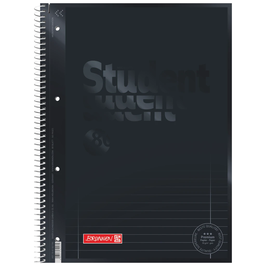 Collegeblock Premium Student Colour Code | A4, Lineatur 27, 80 Blatt, onyx