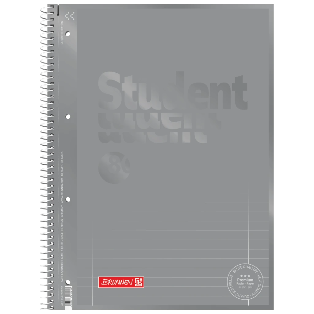 Collegeblock Premium Student Colour Code | A4, Lineatur 27, 80 Blatt, silver