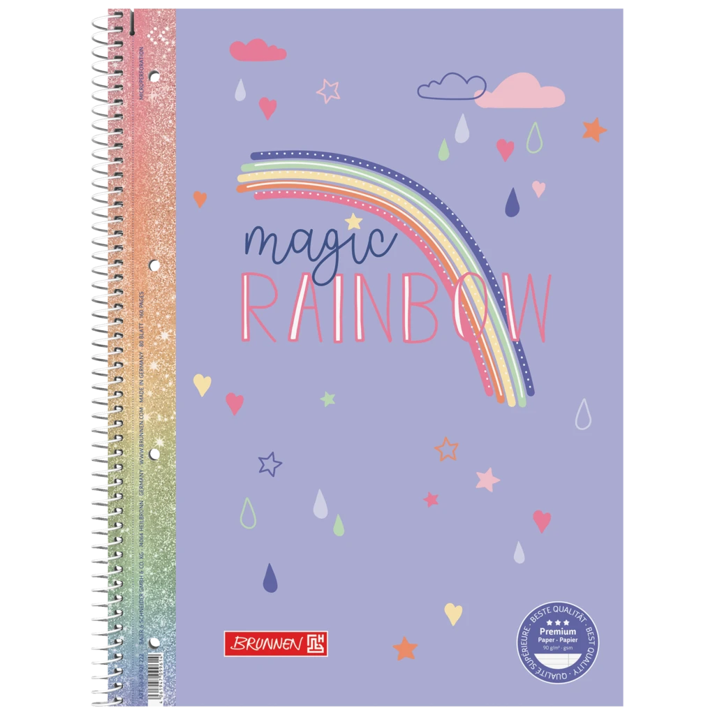 Collegeblock Premium Magic Rainbow | A4, Lineatur 27, 80 Blatt, violett/bunt
