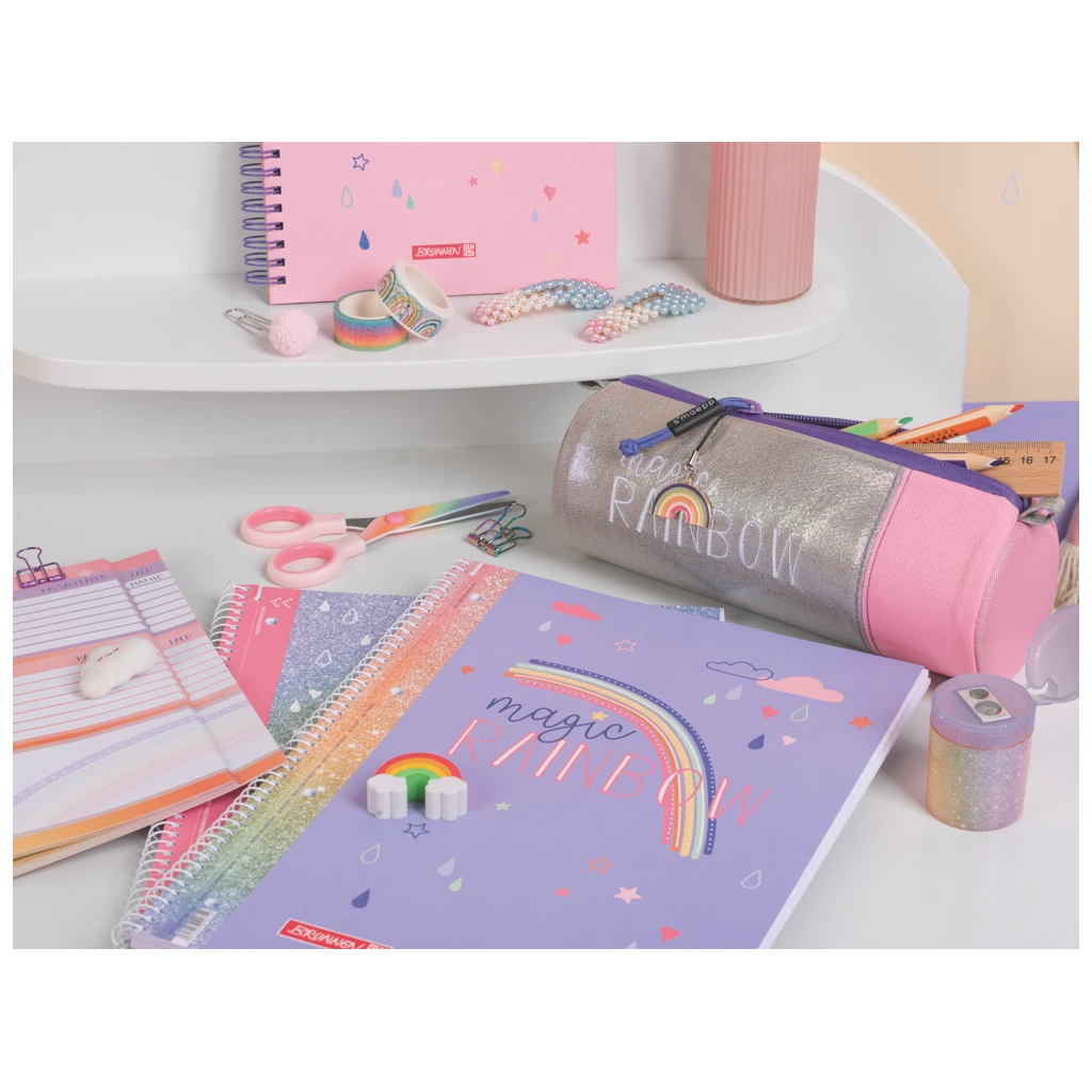 Collegeblock Premium Magic Rainbow | A4, Lineatur 27, 80 Blatt, violett/bunt