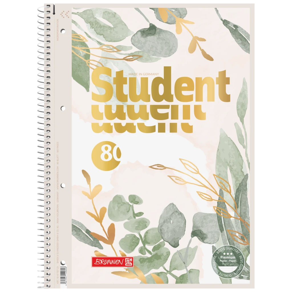 Collegeblock Premium Student „Bloom“ | A4, Lineatur 27, 80 Blatt