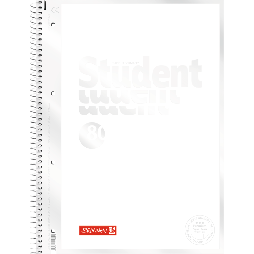 Collegeblock Premium Student „White“ A4 Lineatur 27 | 80 Blatt, weiß