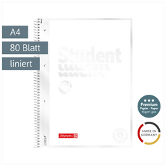 Collegeblock Premium Student „White“ | A4, Lineatur 27, 80 Blatt, weiß