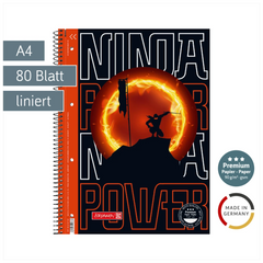 Collegeblock Premium Ninja Power | A4, Lineatur 27, 80 Blatt
