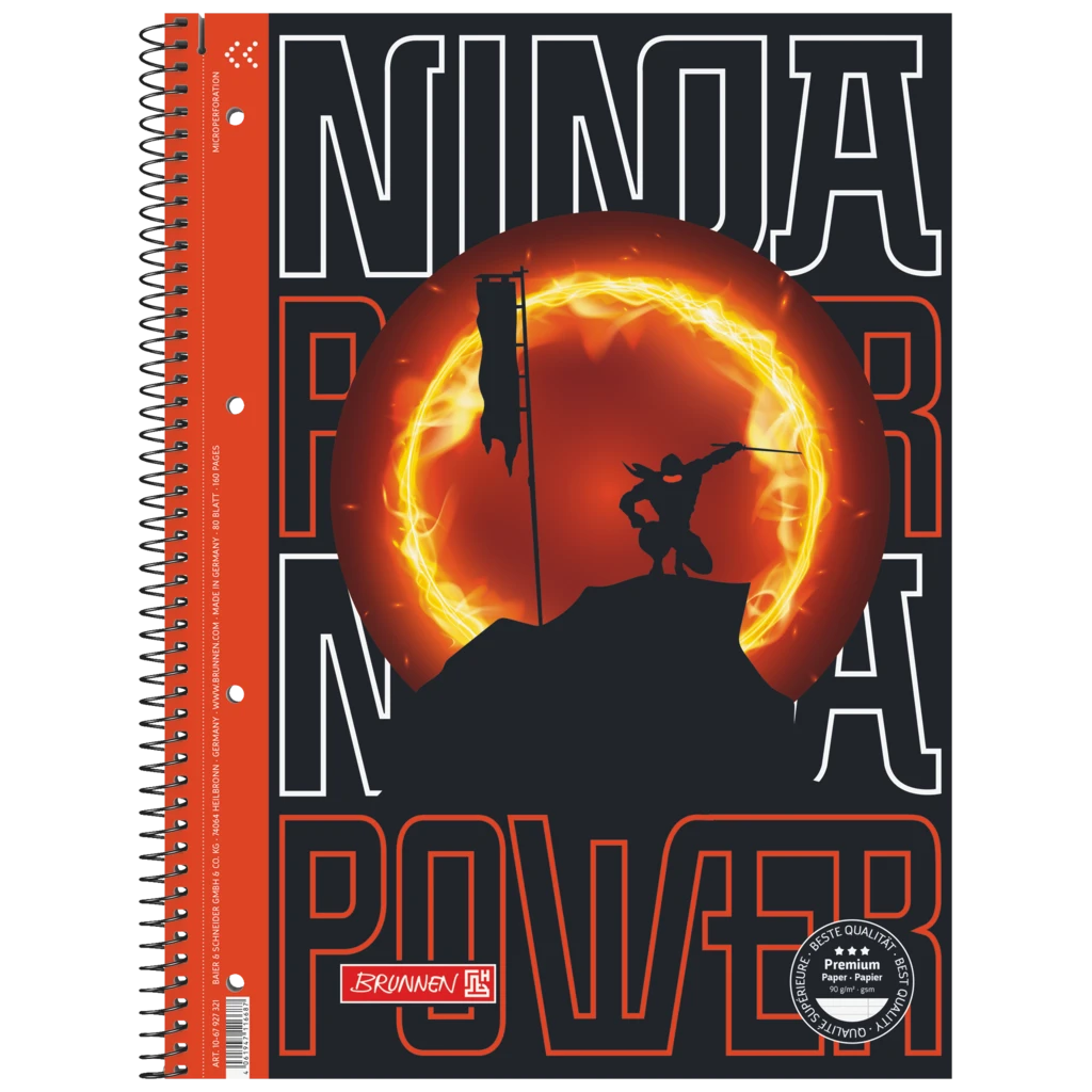 Collegeblock Premium Ninja Power | A4, Lineatur 27, 80 Blatt