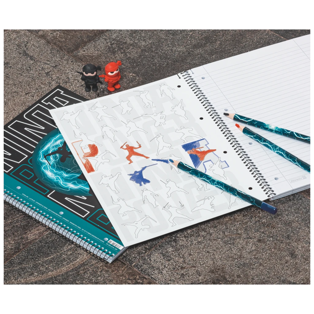 Collegeblock Premium Ninja Power | A4, Lineatur 27, 80 Blatt, orange/schwarz