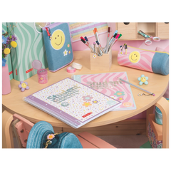 Collegeblock Premium Student Happy Hippie | A4, Lineatur 27, 80 Blatt, mehrfarbig, pastell